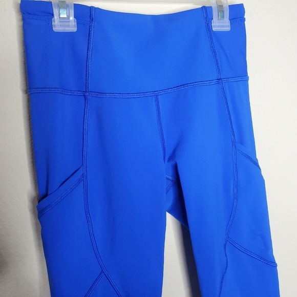 Lululemon Blue Outrun Ruched Mesh Pocket Luxtreme Cropped Tight Leggings - Picture 5 of 11